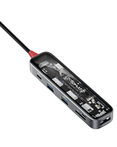 USB-хаб Promate 7in1 USB Type-C TRANSHUB-LITE Black, Grey