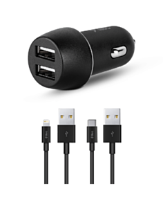 Ttec Car Charger Dual USB 3.1A + Lightning and Type-C Cable / 2CKS21DS