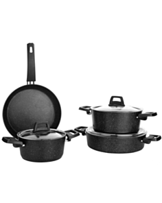 Qazan dəsti Schafer Black Stone 7 parça 8699131858424 Qara